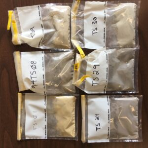 Pulverized samples for XRF analysis.