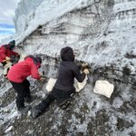 Collecting dirty ice from the Walcott Glacier.