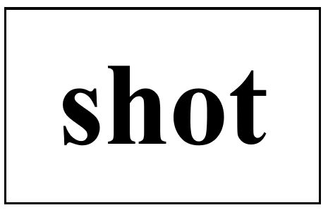 Word card with the word SHOT printed on it.