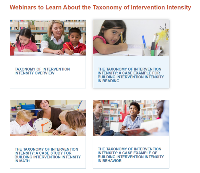Image of the four modules for the NCII Taxonomy of Intervention - more information on the modules is below