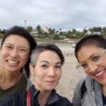 Laura (center) walking the beach after the Progressive Asian American Christians conference with Ophelia Hu Kinney (right), of the Reconciling Ministries Project, and the Reverend Tuhina Rasche (left), Minister of Small Groups at University AME Zion Church