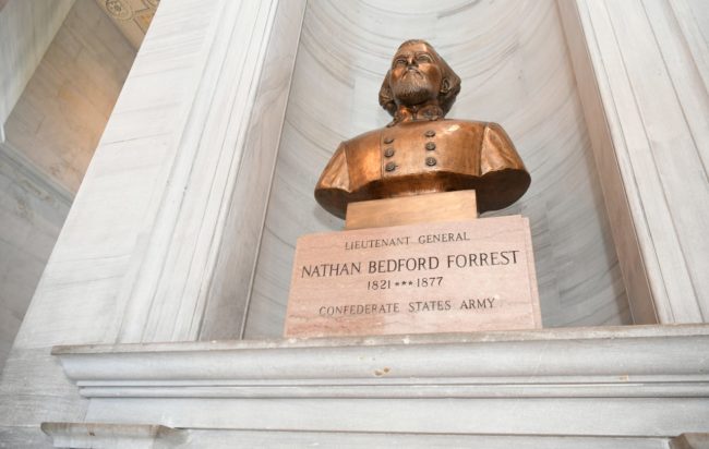 Bust of Nathan Bedford Forrest on display in the Tennessee State Capitol. Shelley Mays/The Tennessean